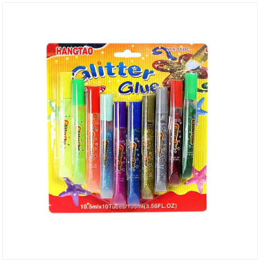 10 Glitter Glue Pens Assorted Colours Arts & Craft