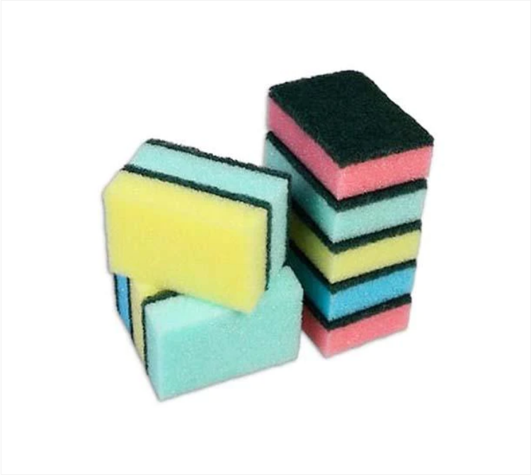 10 Pack Accord Washing Up Sponge Scourers Perfect Clean Assorted Colour 8 x 2cm