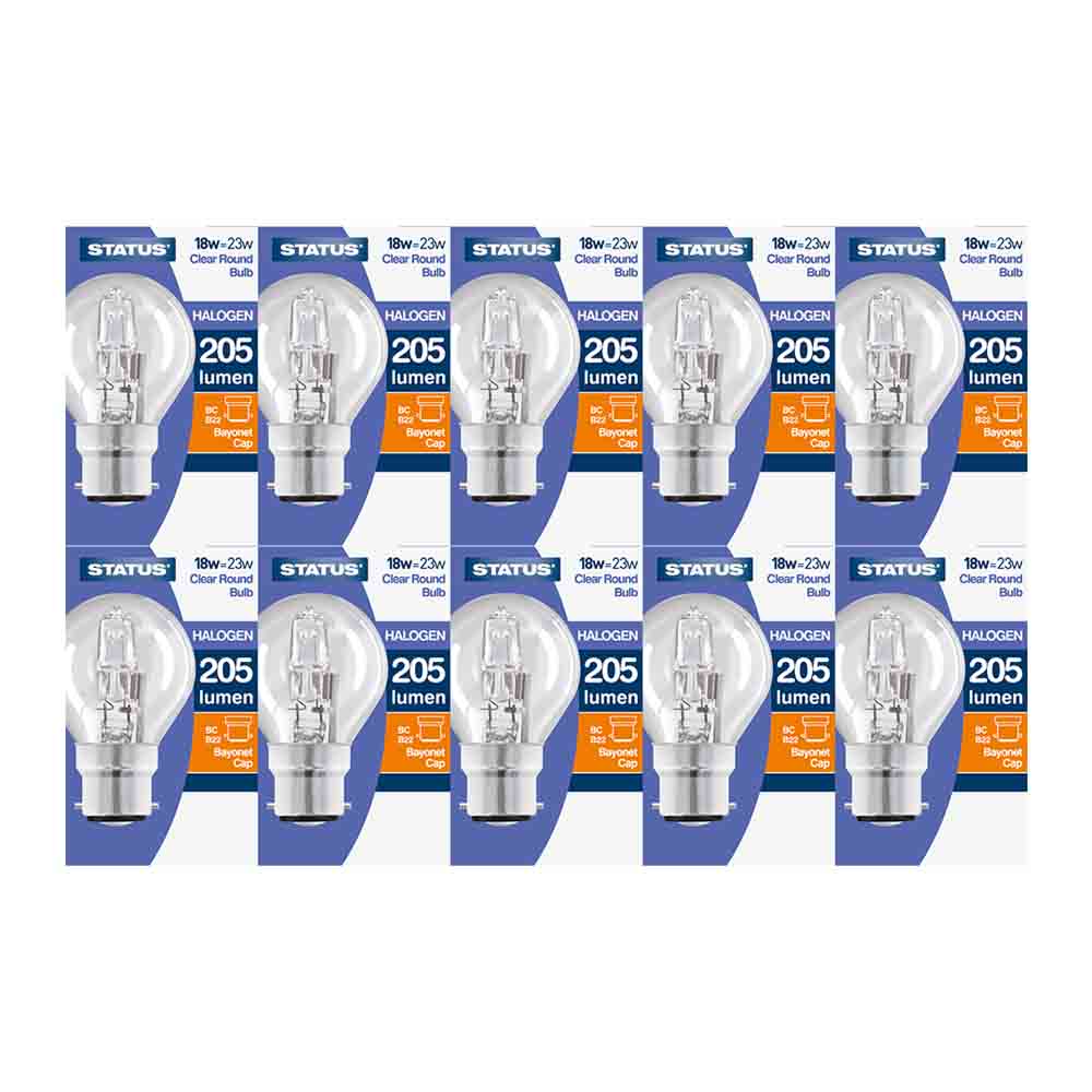 18w = 23w - Halogen - Round - BC - Clear - Shrink Wrapped 10's
