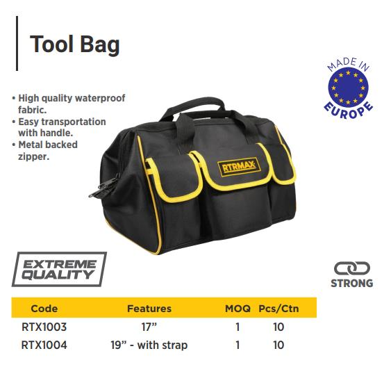 19'' TOOL BAG WITH STRAP RTRMAX