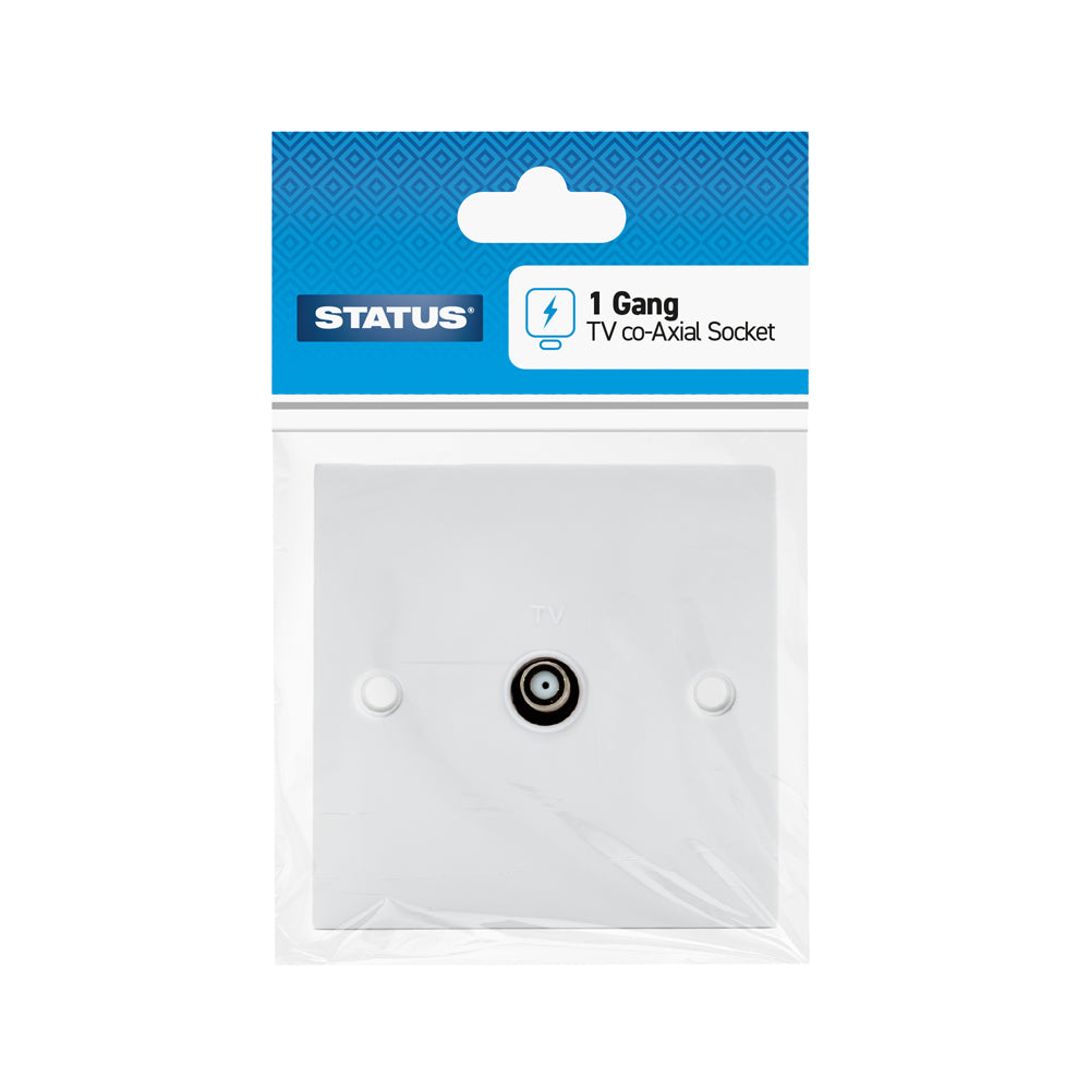 1 gang - Co-axial Socket - T.V. Aerial - White - 1 pk - in Poly Bag / Header Card