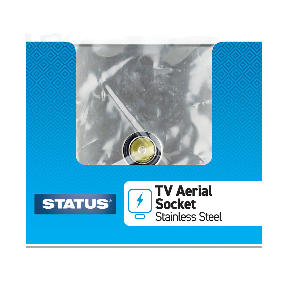 1 gang - Stainless Steel Screwless - T.V. Socket - 1 pk - in Poly Bag - in Colour CDU