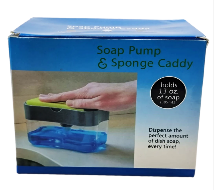 2-In-1 Counter Top Sink Soap Dispenser Sponge Holder Caddy For Kitchen