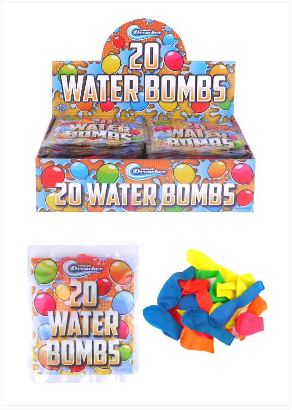 20 Pack Outdoor Kids Assorted Neon Colour Water Bombs Summer Fun