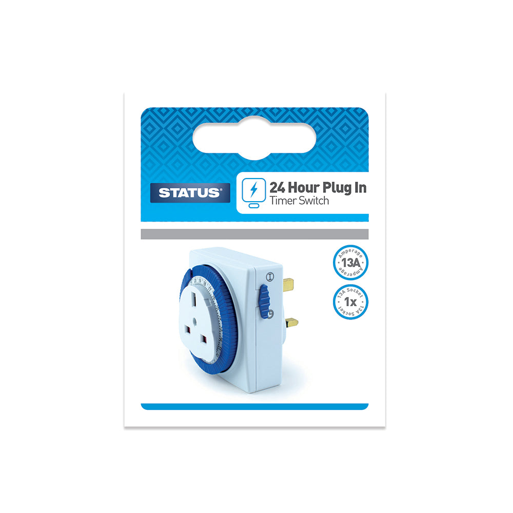 24 Hour - Timer Switch - "Square" - White - 1 pk - in Colour Box