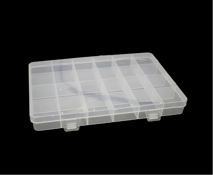 24 Plastic Compartment Box Small Organiser Storage Craft Box 19cm x 13cm