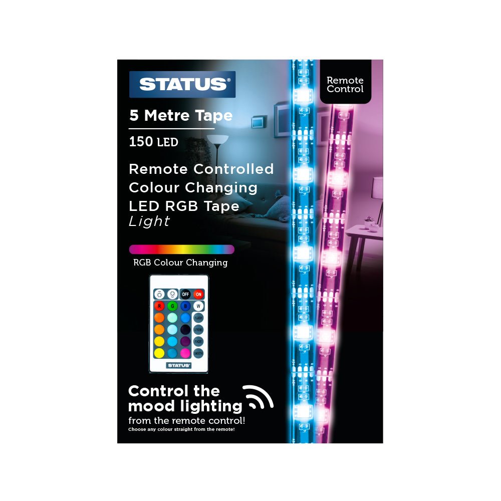 24w - LED Colour Changing - 5m Tape Kit - 16 Colour Modes / 4 Transition Modes - Remote Control - 5m Range - 1 pk glossy box