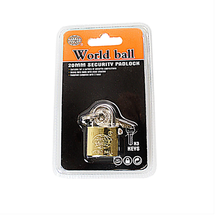 25mm Heavy Duty World Ball Unique Padlock 3 Keys Attached Diy