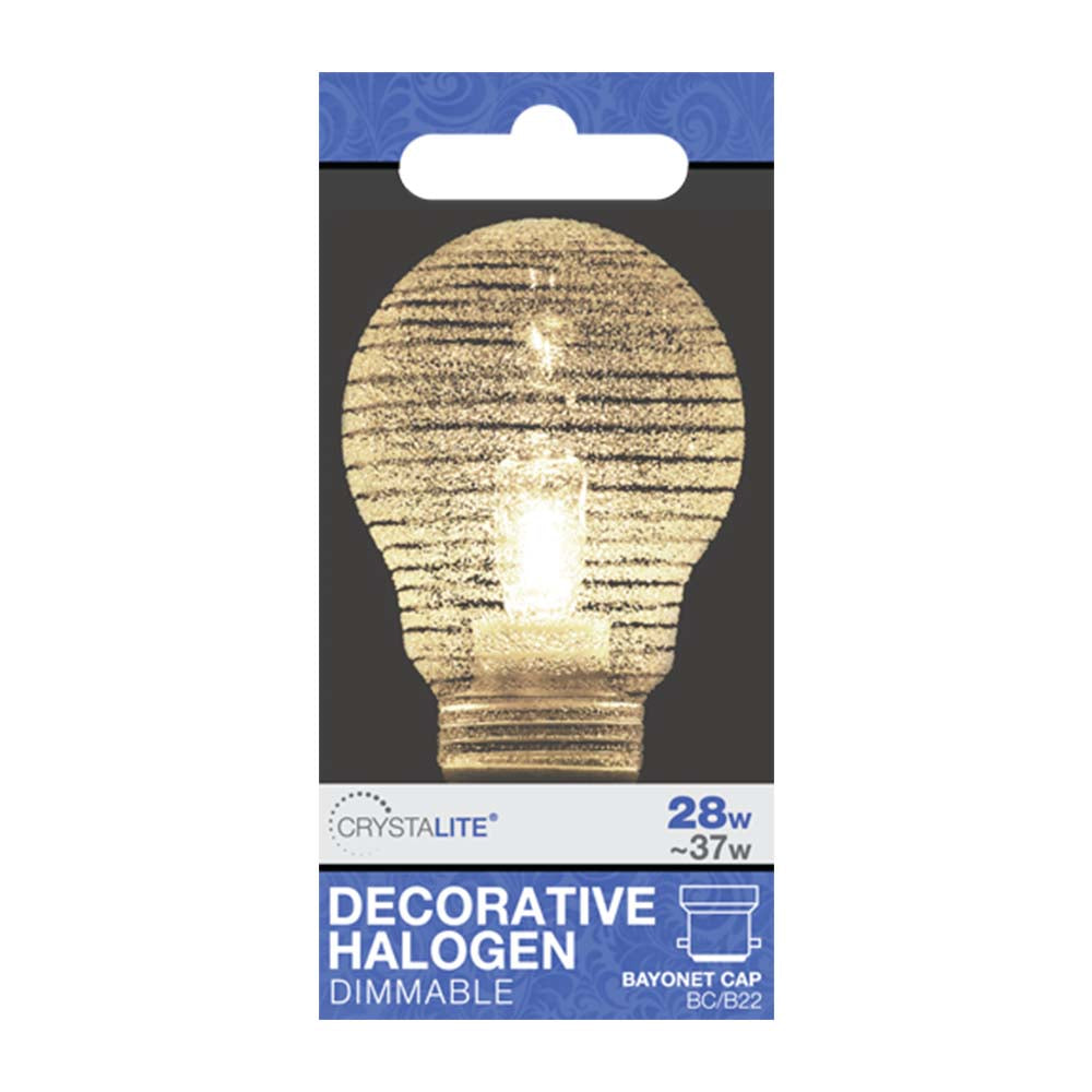 28w = 42w - Crystalite - Halogen - BC - G9 lamp & GLS Decorative Shell - Horizontal Effect - 24mm thread - 1 pk Acetate Box - in Blue Tray