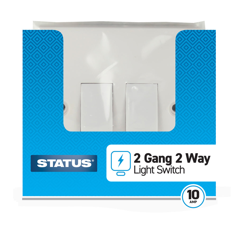 2 gang - 2 way - Light Switch - White - 1 pk - in Poly Bag - in Colour CDU