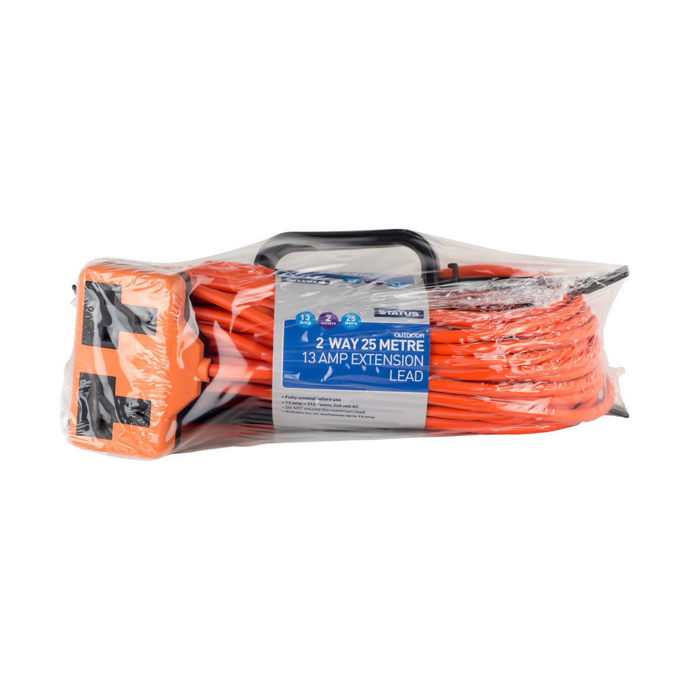 2 way - Heavy Duty - Extension Socket - 25 Mtr Orange Lead - Orange Plug - 1 pk - on H Frame