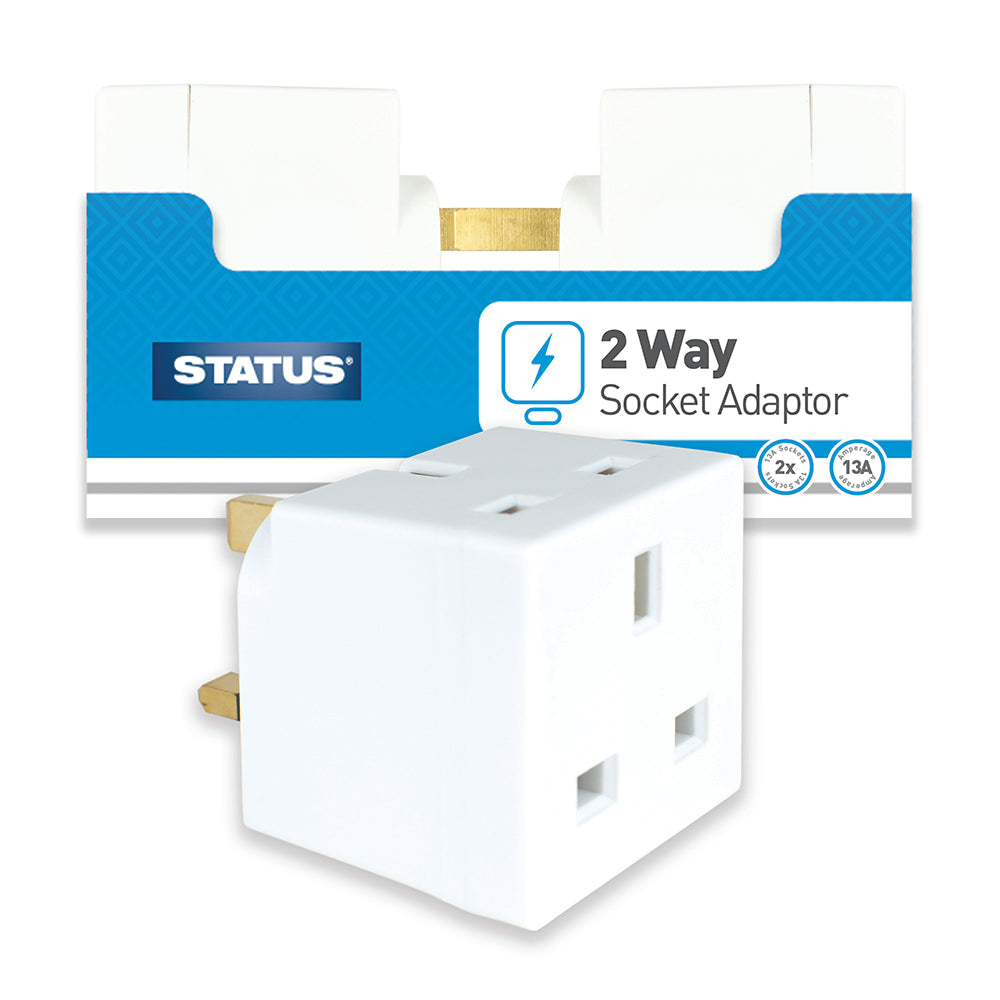 2 way - Non-Fused - Adaptor - White - "bulk" - in Colour CDU