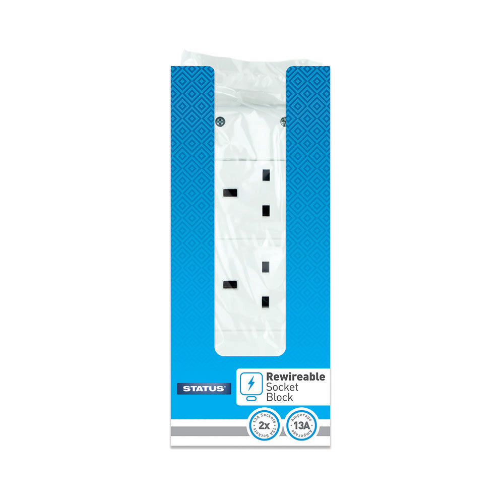 2 way - Re-wireable Socket Block - White - in Colour CDU