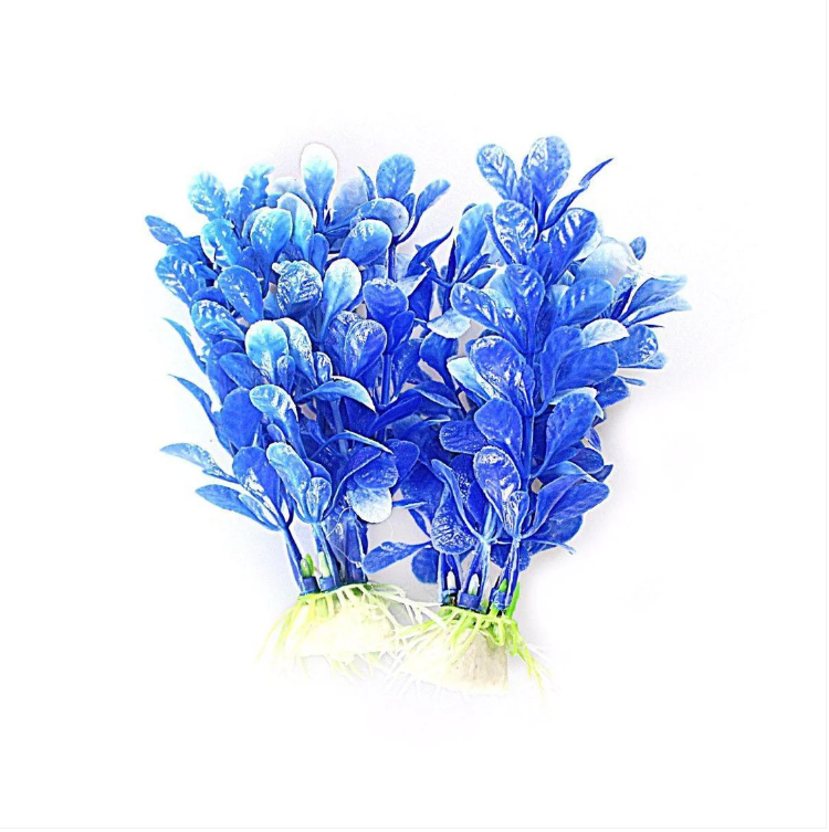 2 x Artificial Decor Aquarium Tropical Plants Fish Tanks Non Toxic Approx 8-10cm