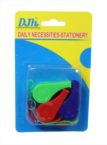 3 Pack Childrens Adults School Referee Whistles With Neck Cord Assorted Colour