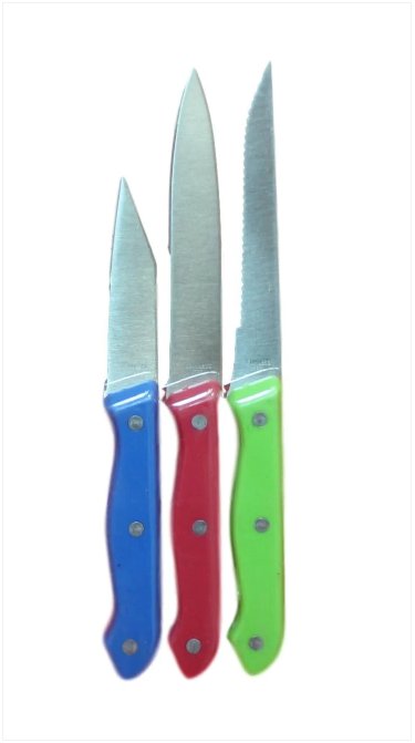 3 Pack Kitchen Knife Assorted Knife Styles 22cm/20cm/19cm