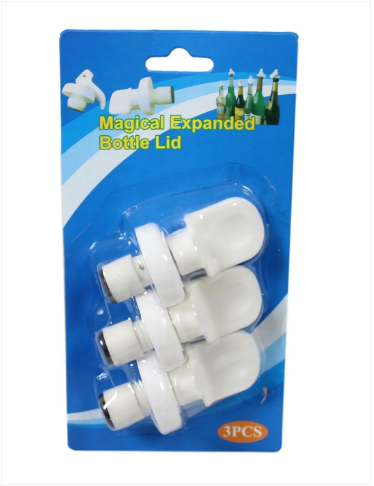 3 Pack Plastic Magical Expanded Bottle Liquid Stopper Lid White 7cm