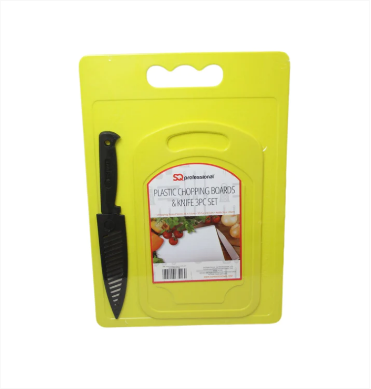 3 Pack Smart Kitchen Kit 2 Chopping Board With 1 Knife Assorted Colours