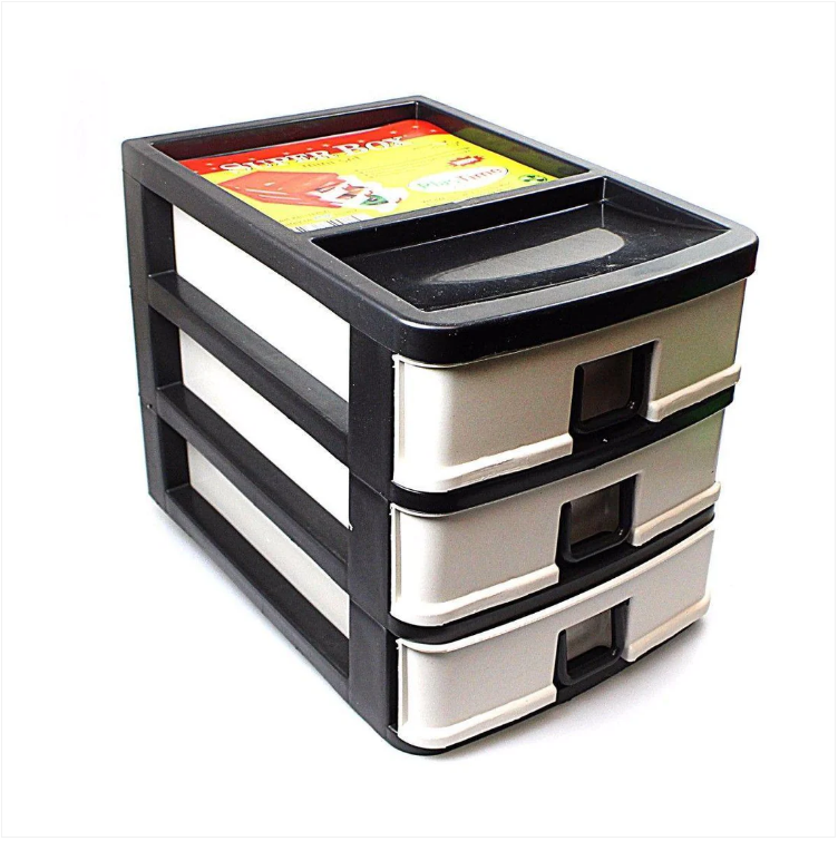 3 Tier Small Plastic Draw Storage Sewing Craft Box Assorted Colours 20 x 18.5 x 26 cm