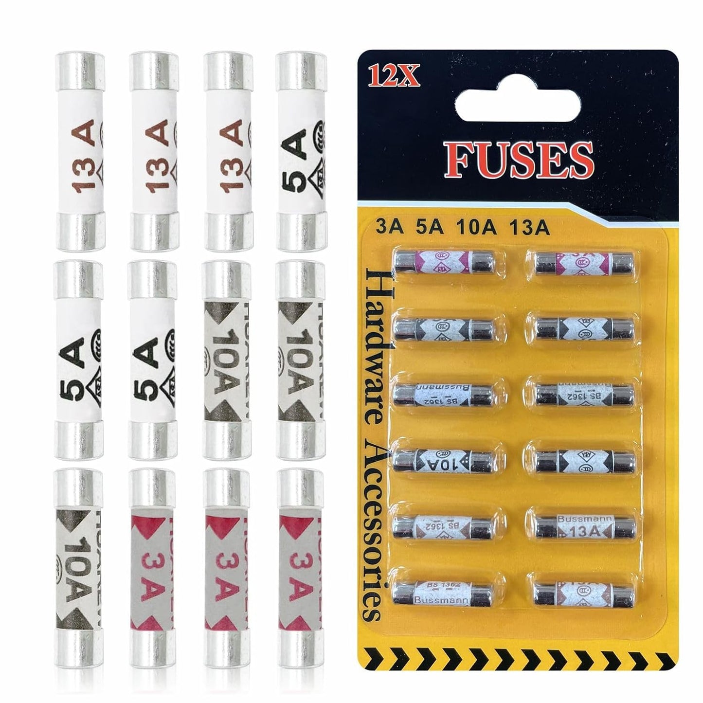 Fuse Set 3A 5A 10A 13A Fuses Uk Portable Mains Fuses