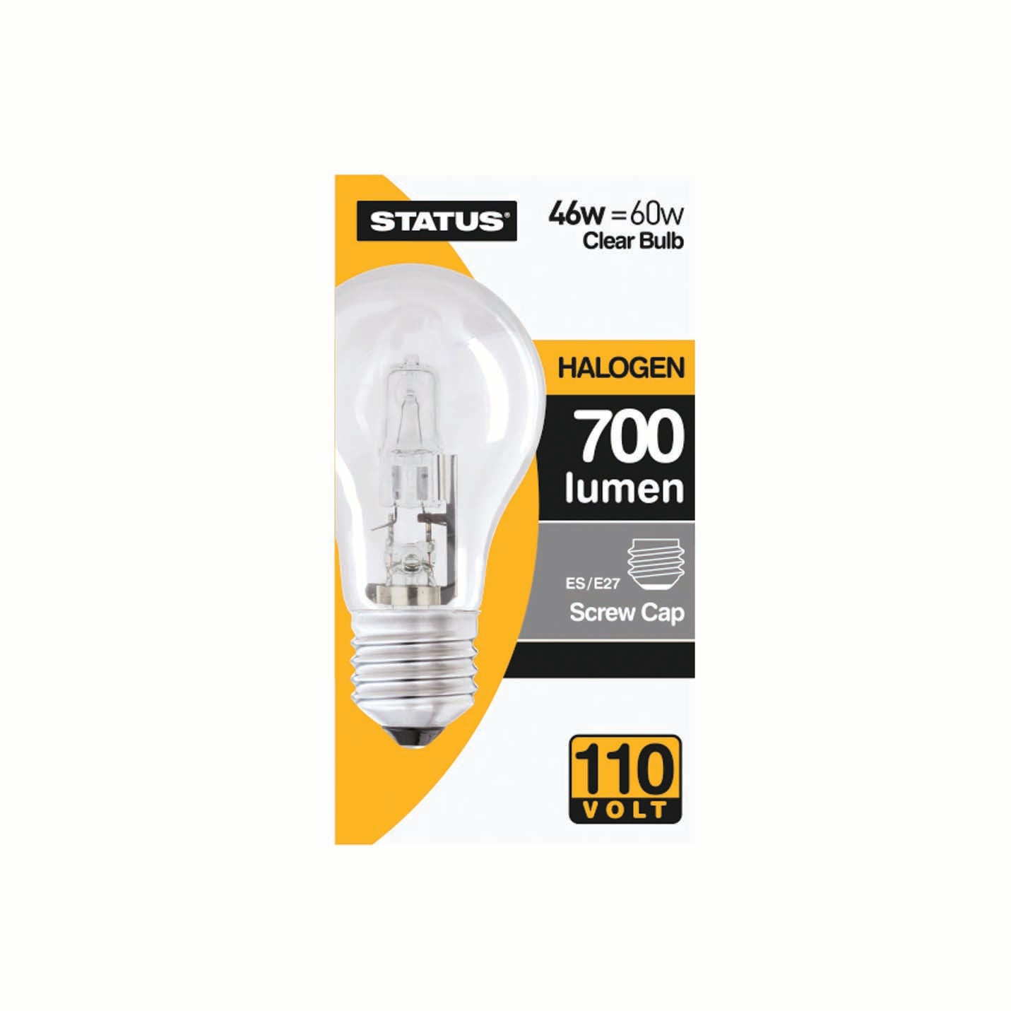 46w = 60w - Halogen - 110V - GLS - ES - Clear - Shrink Wrapped 10's