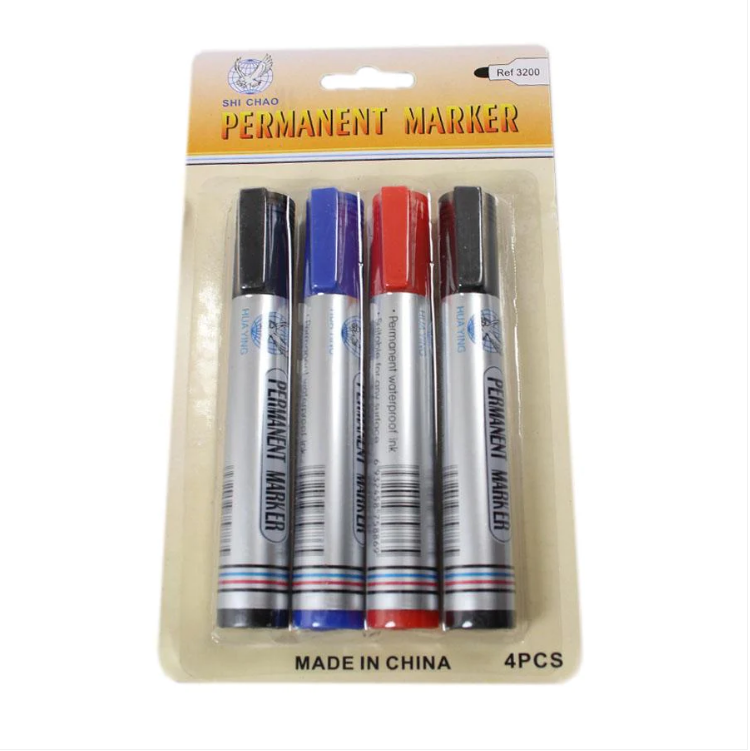 4 Pack Assorted Permanent Marker Pens
