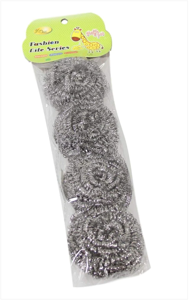 4 Pack Practical Cleaning Washing Up Steel Scourers Household Use