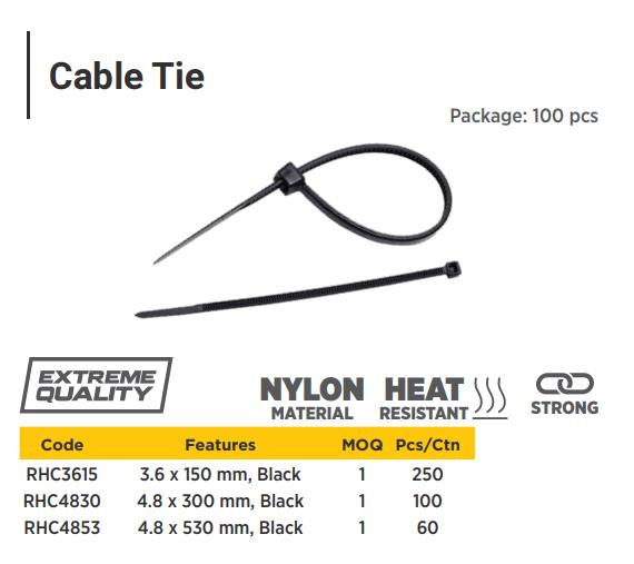 4,8*300 BLACK SELF LOCKING NYLON CABLE TIE ( 100pcs in one bag )