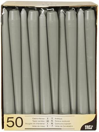 50 Grey Taper Candles 250mm
