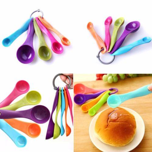 5 Pcs Colorful Plastic Measuring Spoons Set Kitchen Utensil Cooking Baking Tool
