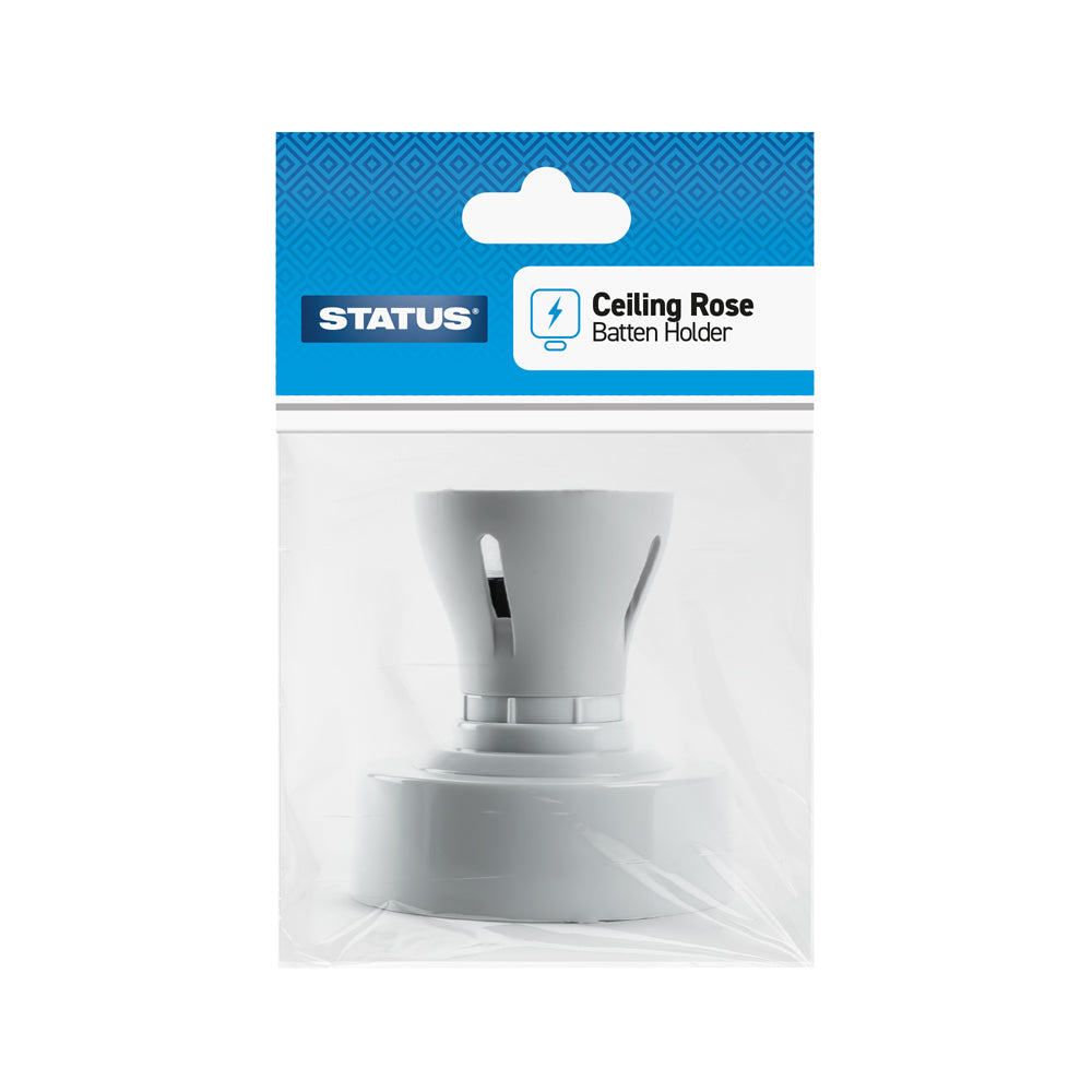 5 amp - Ceiling Rose Battern Holder - BC - White - 1 pk - in Poly Bag / Header Card