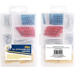 60pc Self-Tapping Screw & Plug Assortment