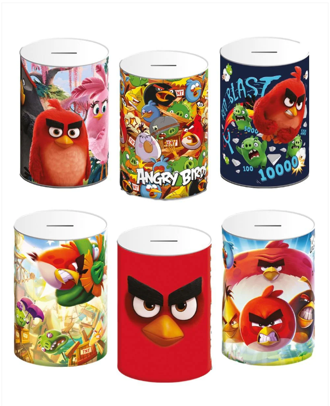 6 Assorted Style Angry Birds Money Tin 145mm x 110mm
