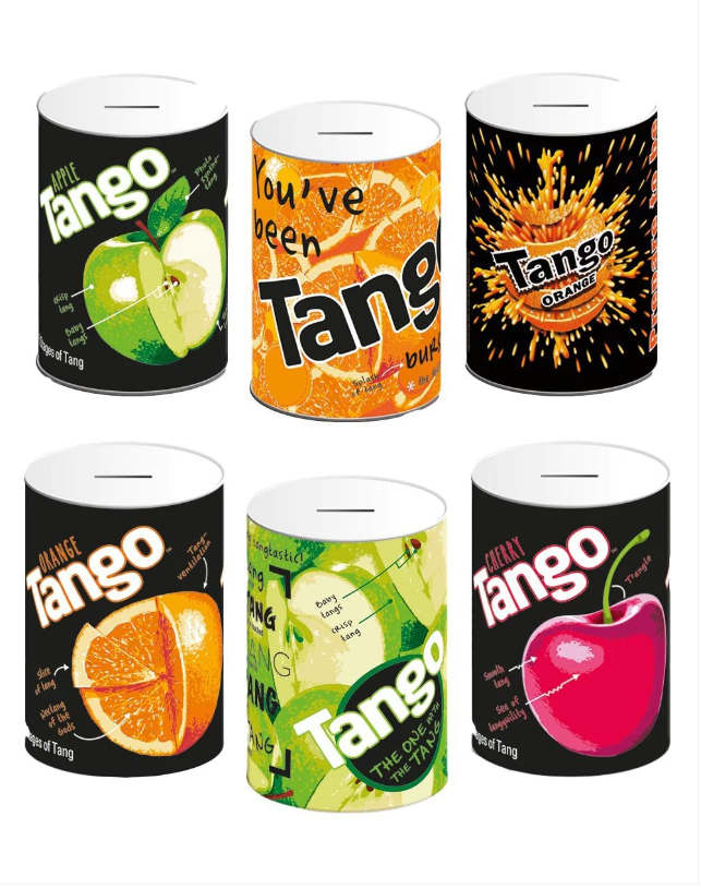 6 Assorted Style Tango Money Tin 145mm x 110mm