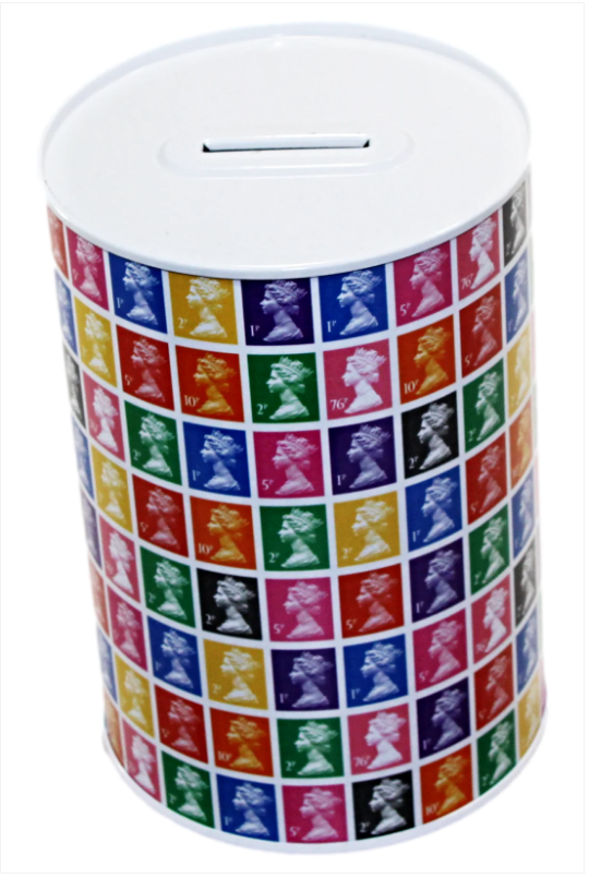 6 Assorted Styles Stamp Design Money Tin 145mm x 110mm