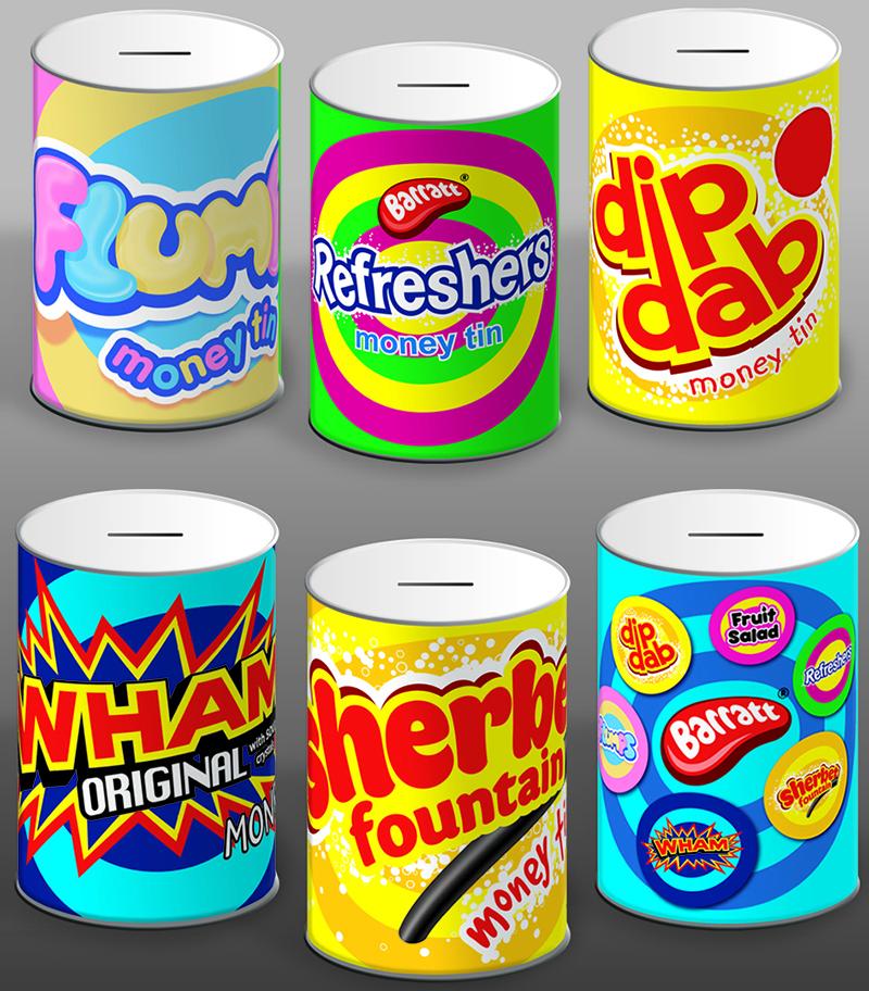 6 Assorted Styles Sweets Money Tin 145mm x 110mm