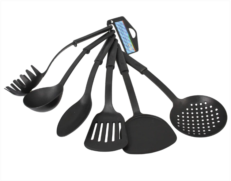 6 Pack Assorted Kitchenware Utensils Set For Cooking Plastic 30 cm