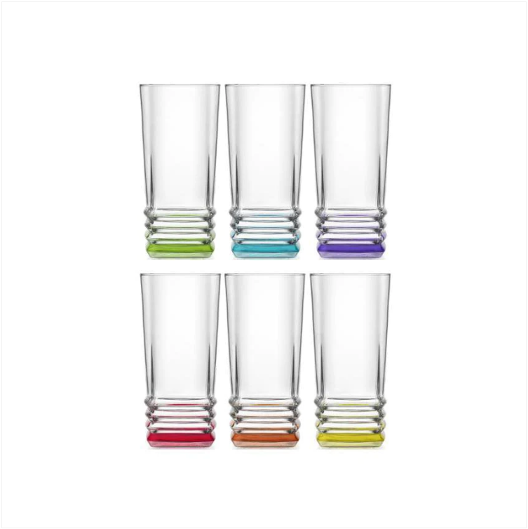 6 Pack Coral Elegan Glasses 335cc 11 1/4 oz