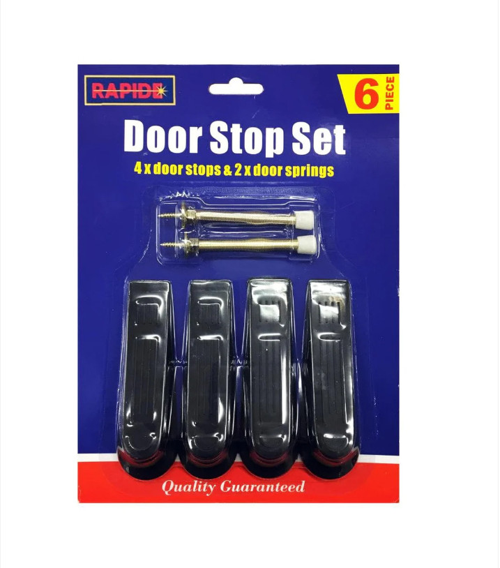 6 Piece Door Stop Set Indoor Outdoor Doors 4 x Door Stops 2 x Springs