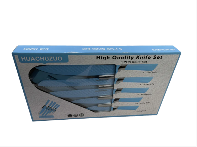 6 Piece Knife Set Assorted Colours Pink / Blue