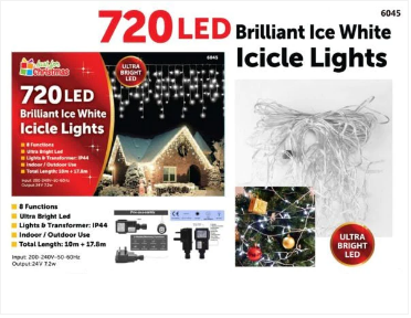 720LED Brilliant Ice White Icicle Lights