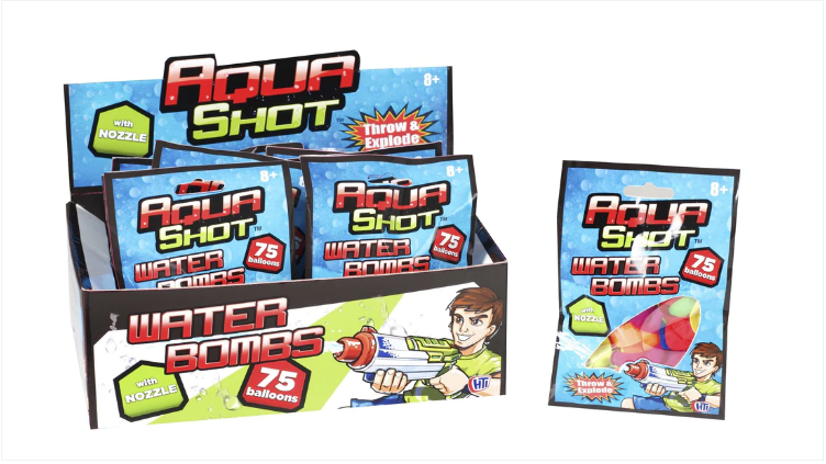 75 Aqua Shot Water Bombs Balloons Throw Explode Fun Plus Nozzle
