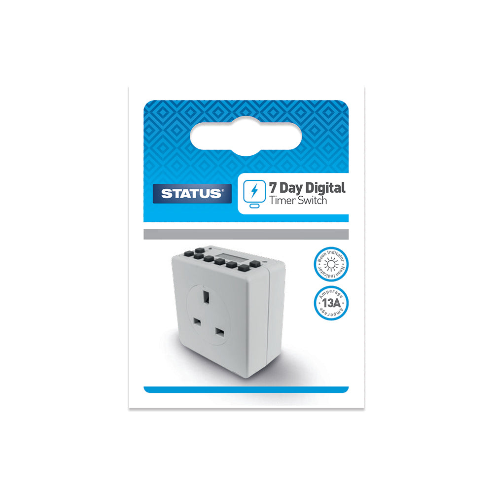 7 Day Timer Switch - "Digital Timer" - White - 1 pk - in a Box