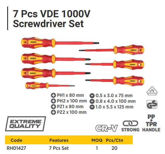 7 PCS VDE 1000V SCREWDRIVER SET
