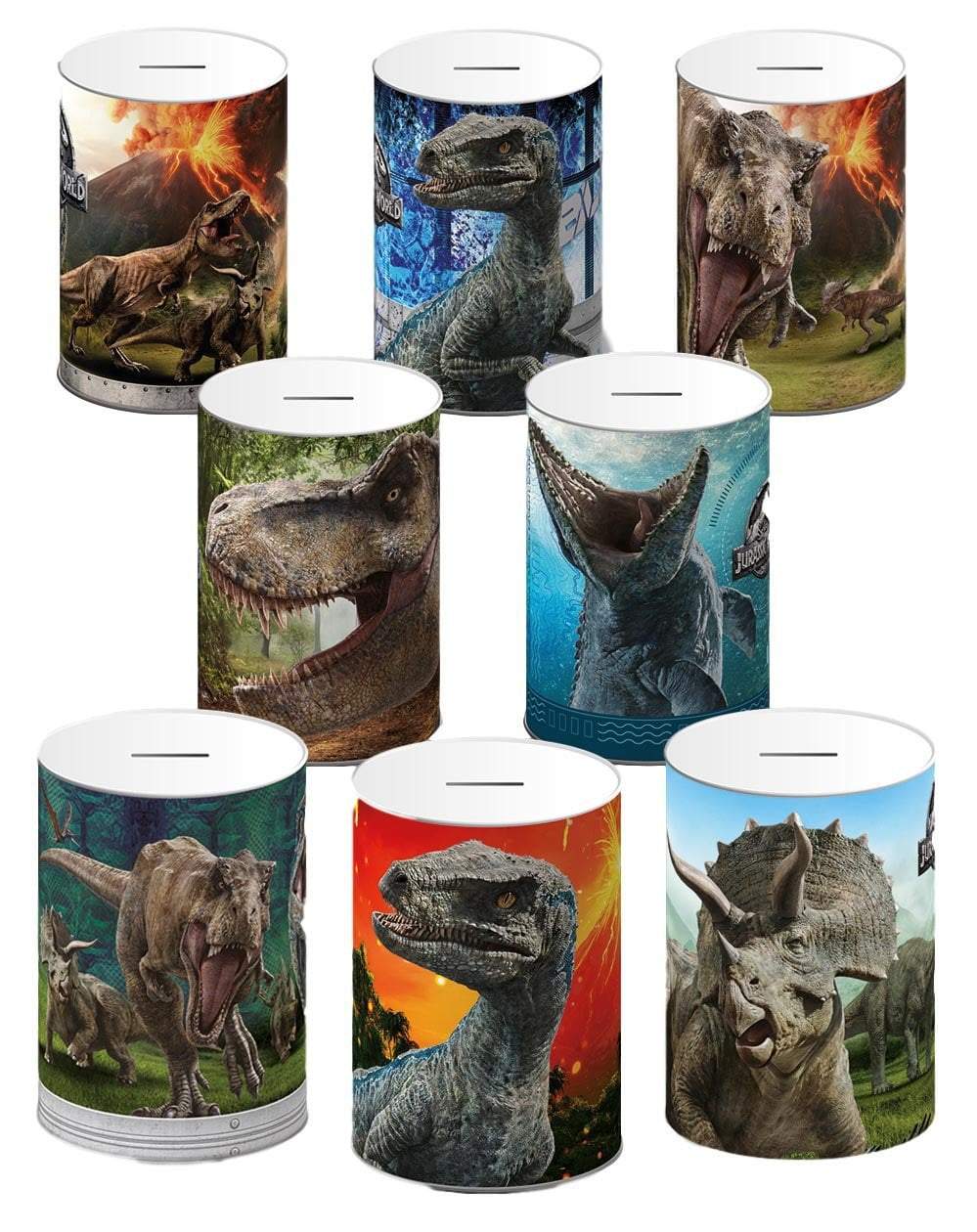 8 Assorted Styles Jurassic World Money Tin 145mm x 110mm