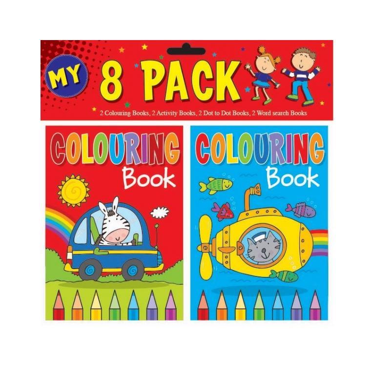8 Pack Childrens Fun My Colouring Activities Girls/Boys Home Fun Books