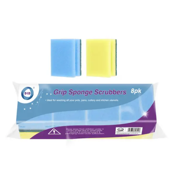 8pc Grip Sponge Scrubbers