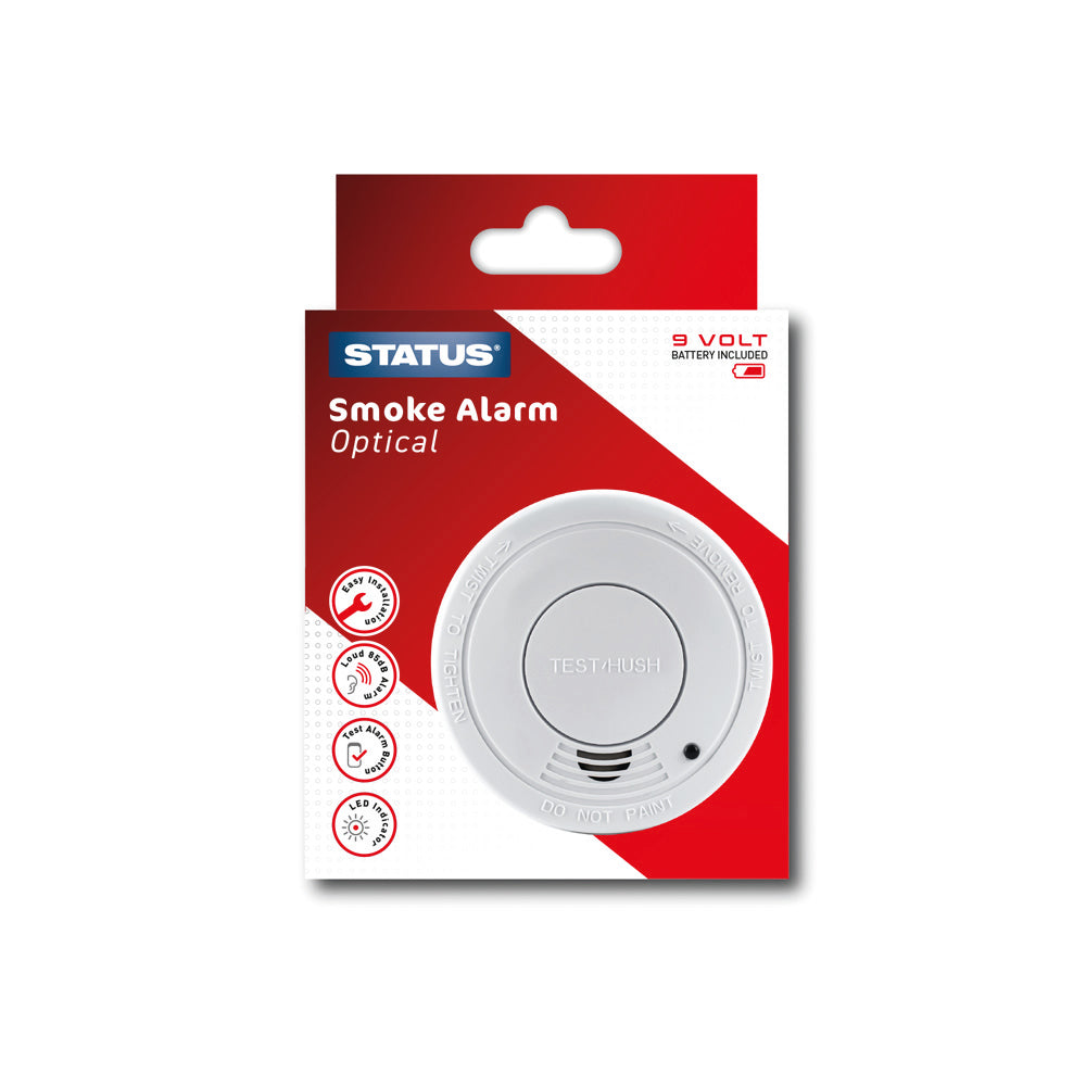 9v Smoke Alarm - White - "Photoelectric" - 1 pk - in a Box