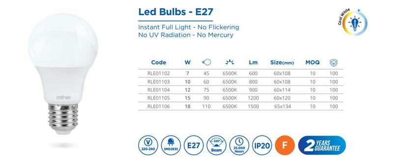 A60 LED BULB, 15W,220-240V