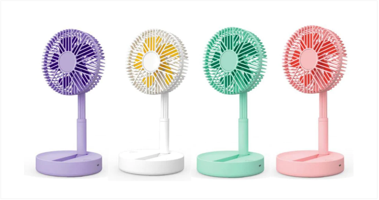 Adjustable Mini Desk Folding Fan 14 x 23 cm USB Rechargeable Assorted Colours